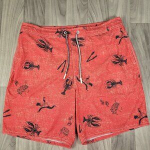 Johnnie-O Swim Trunks Men's 36 Inch Waist Brisbane Red Lobster Clam Bake Lined
